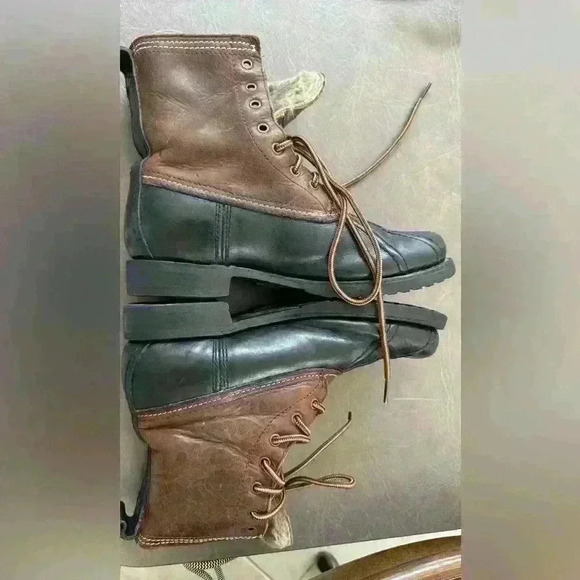 Frye Veronica Leather Shearling duck boots Size 9 Brown/Black lace up - Picture 7 of 11